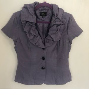 ADRIANNA PAPELL Women’s Light Purple  Ruffled V-Neck Short Sleeve Blouse SZ 10